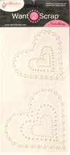 Spellbinders Want 2 Scrap Self-Adhesive Scalloped Hearts White Pearls Embellishments