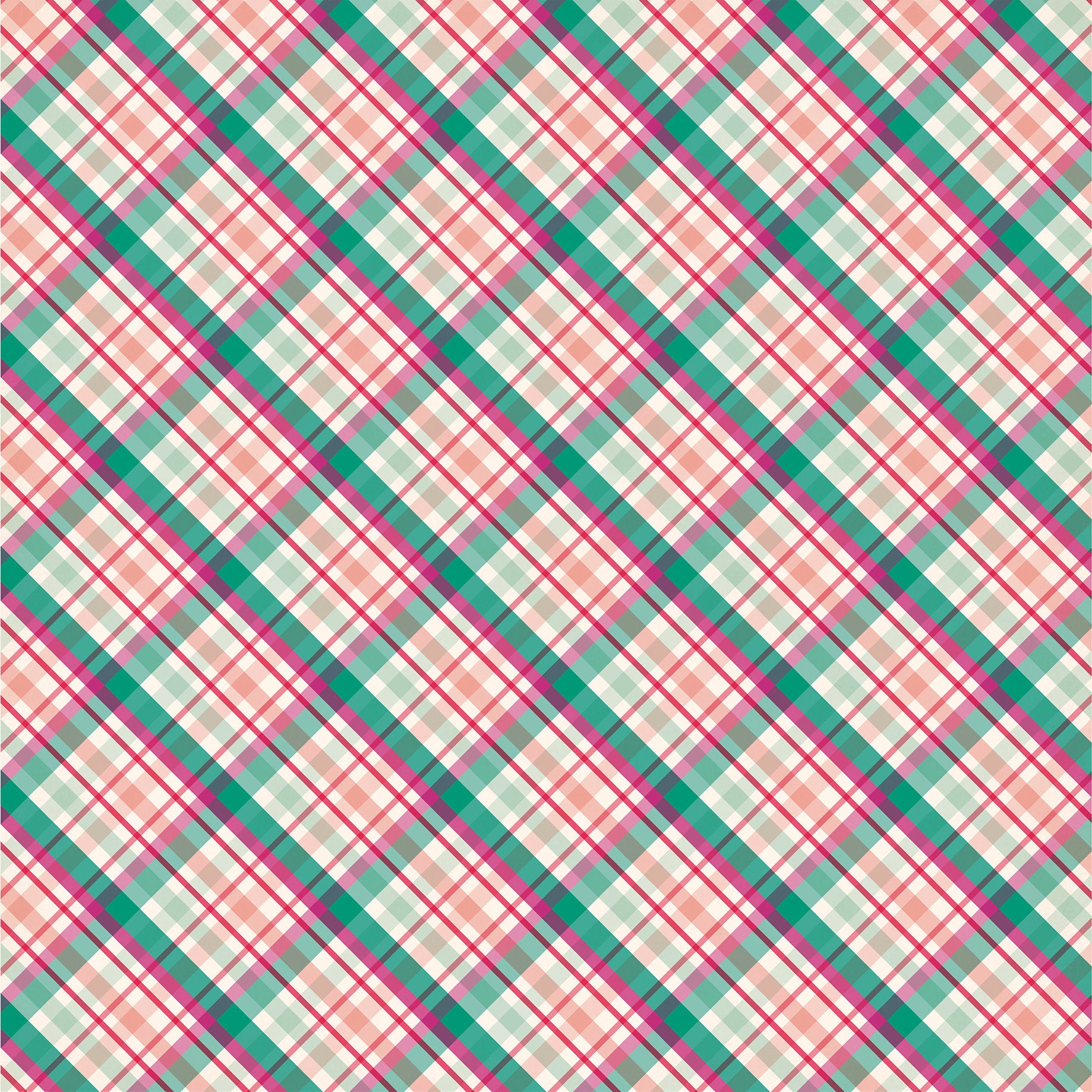 Echo Park 12 x 12 Imagine That Princess Plaid Cardstock Paper