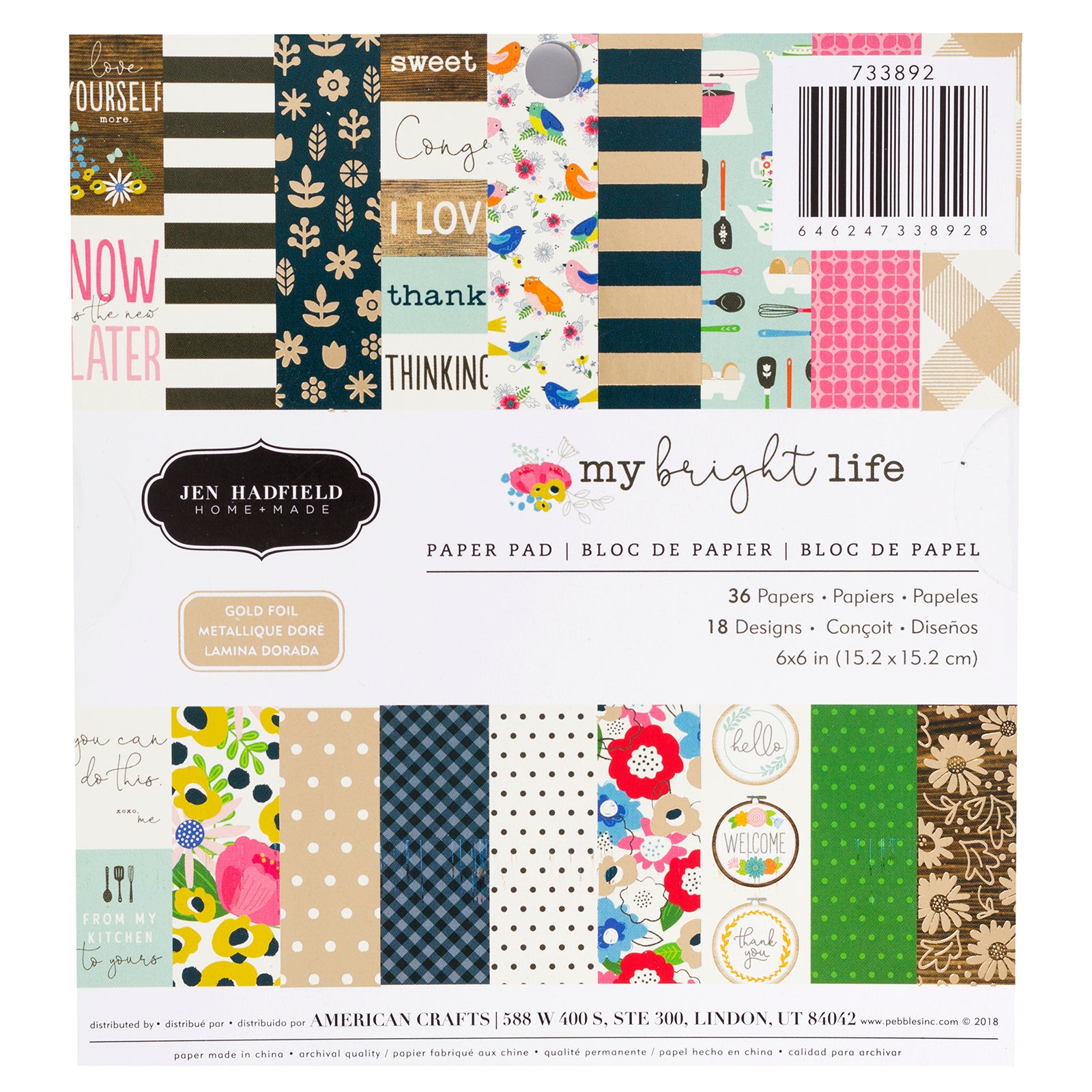 American Crafts Jen Hadfield My Bright Life 6 x 6 Paper Pad