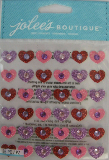 Jolee's Boutique Tween Gem Hearts Dimensional Scrapbook Stickers