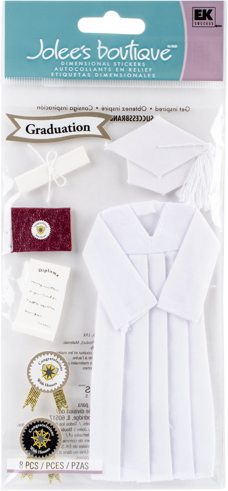 Jolee's Boutique Cap & Gown White Dimensional Stickers