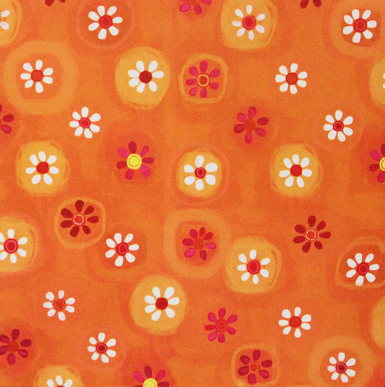 Ki Memories 12 X 12 Orange & White Flowers Scrapbook Paper