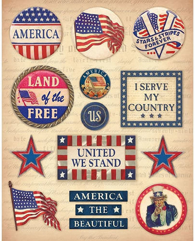 K & Company Clearly Yours Patriotic Sayings Epoxy Stickers