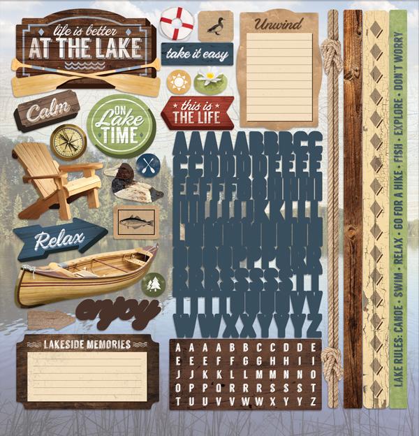 Paper House Lake Life 12" x 12" Cardstock Element Stickers