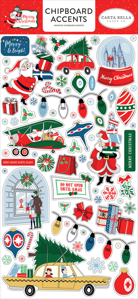 Carta Bella Merry Christmas Chipboard Accents Stickers