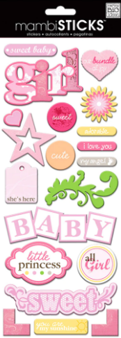 Me & My Big Ideas Large Baby Girl Chipboard Stickers