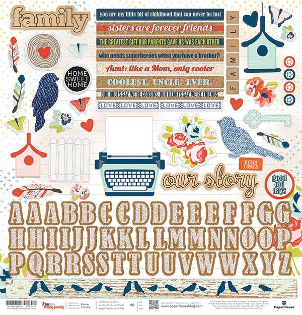 Paper House One Big Happy Family 12" x 12" Cardstock Element Stickers
