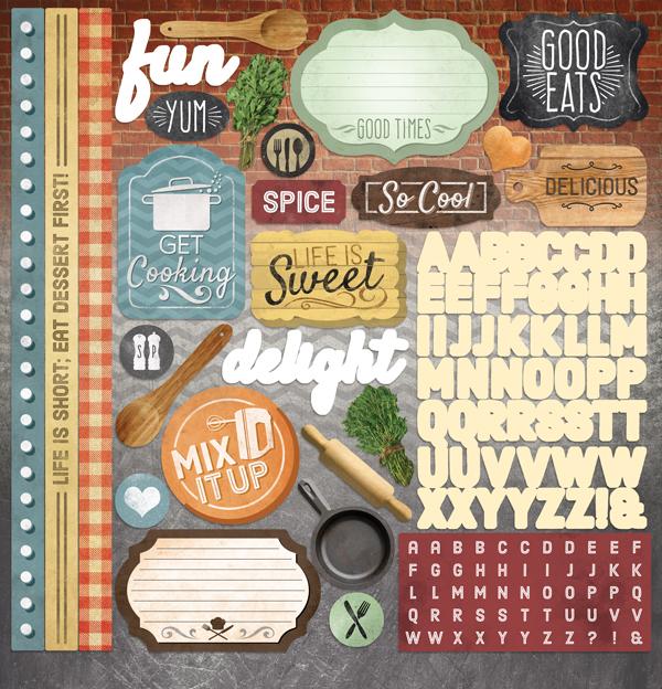 Paper House Delish 12" x 12" Cardstock Element Stickers