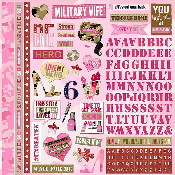 Paper House Military Wife 12" x 12" Cardstock Stickers Sheet