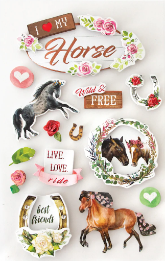 Paper House I Love My Horse 3-D Sticker