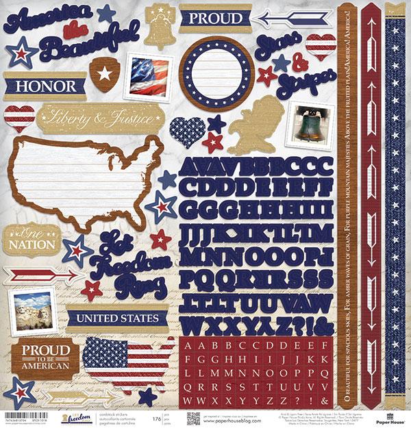 Paper House America The Beautiful 12" x 12" Cardstock Stickers Sheet