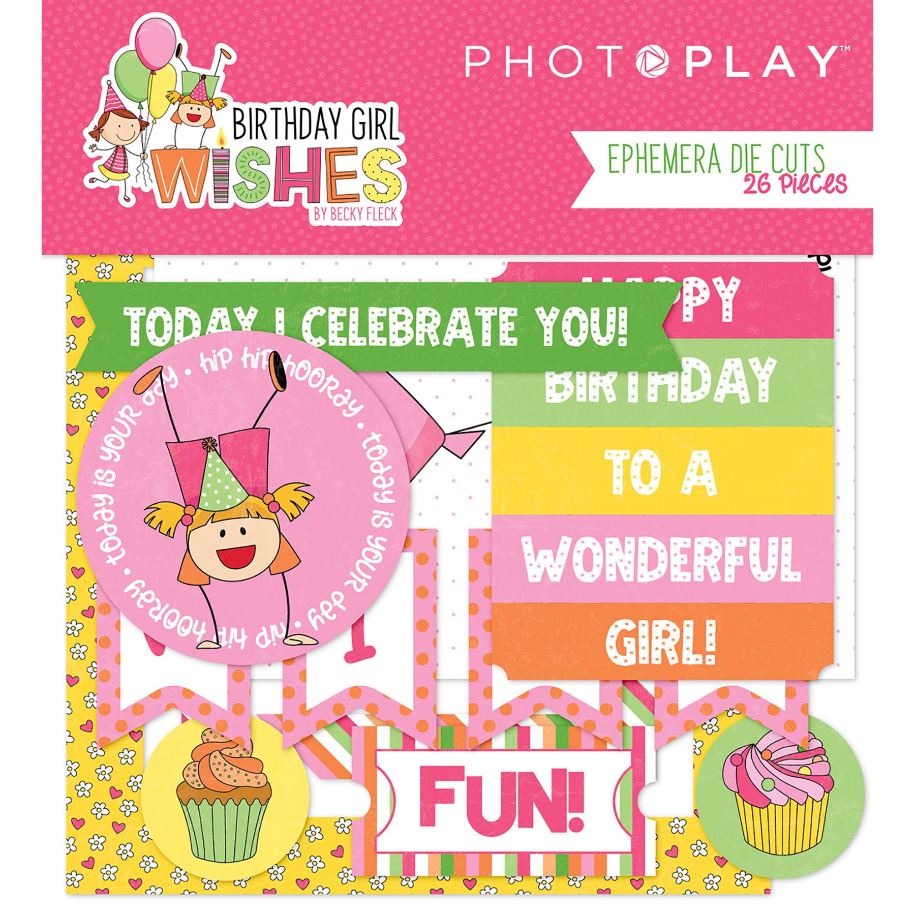 Photoplay Birthday Wishes Girl Die-Cut Ephemera