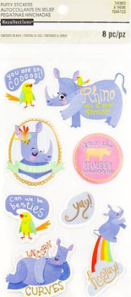Recollections Purple Rhinos Puffy Stickers