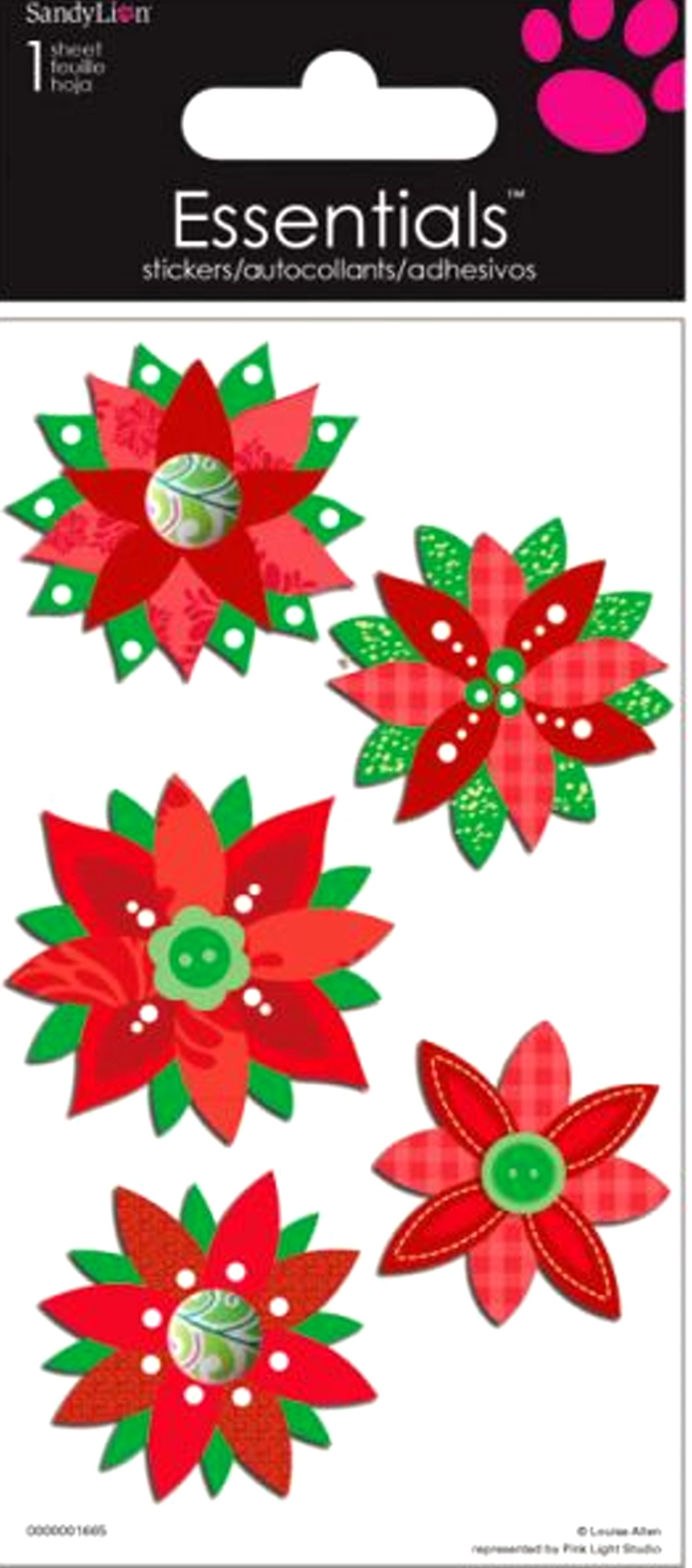 Sandy Lion Essentials Poinsettias Dimensional Stickers