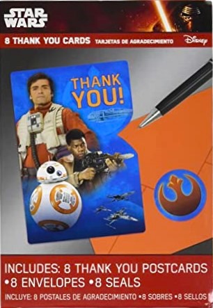 Disney Star Wars The Force Awakens 8 Count Thank You Postcards Set