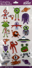 Sticko Alien Character Dimensional Glitter Stickers