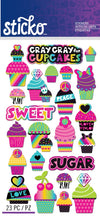 Sticko Glitter Cupcakes Stickers