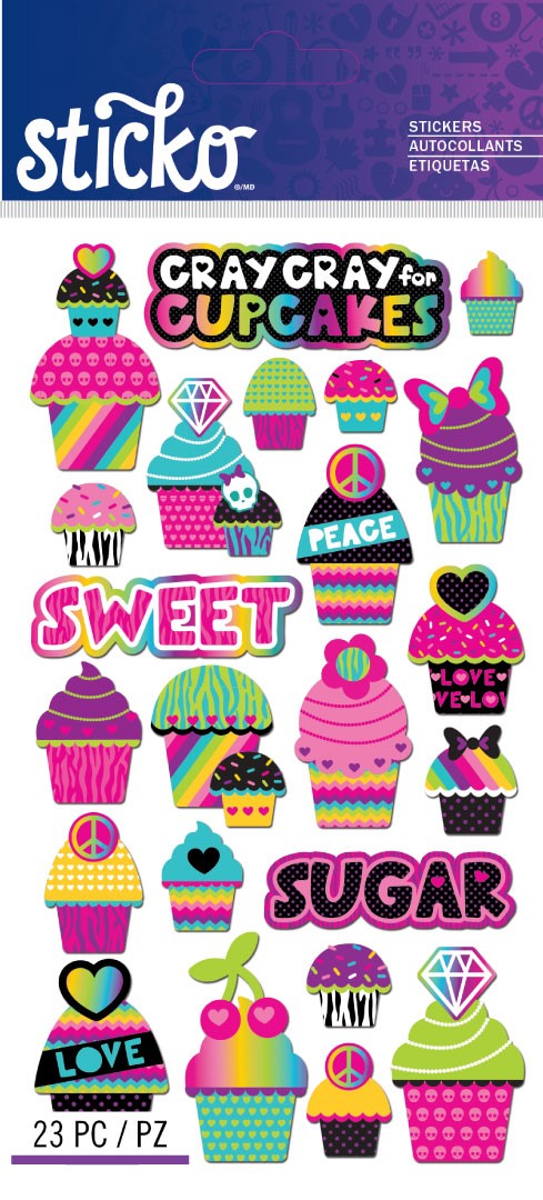 Sticko Glitter Cupcakes Stickers