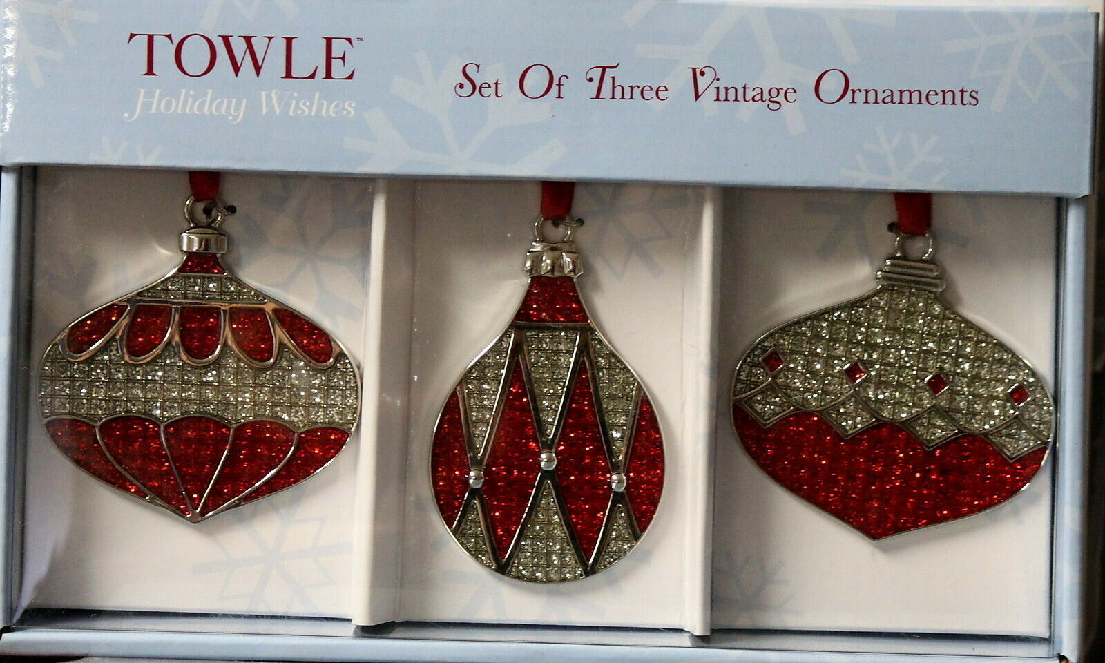 Towle Holiday Wishes Set of Three Vintage Ornaments