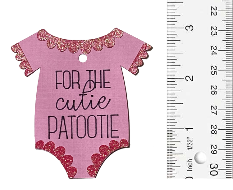 T & H Creations Handmade Cutie Patootie Baby Girl Glitter Die-cut Embellishment
