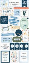 Echo Park Welcome Baby Boy Chipboard Phrases Stickers