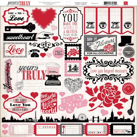 Echo Park Yours Truly 12" X 12" Element Sticker Sheet