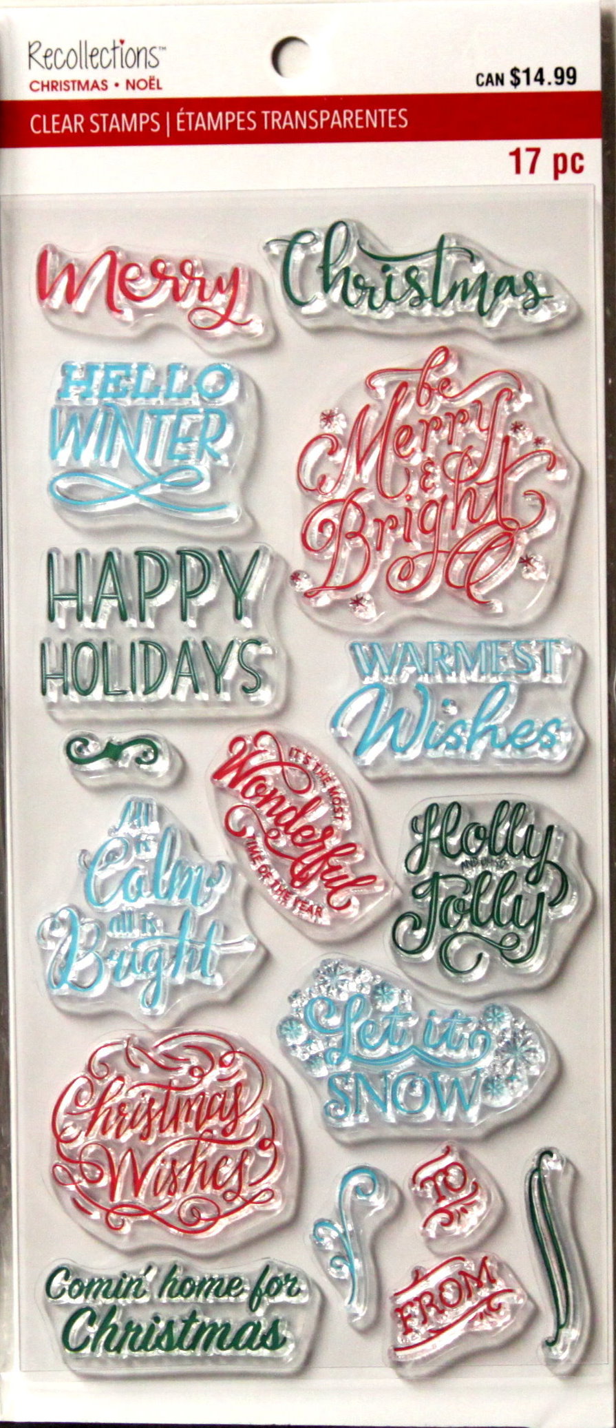 Recollections Christmas Noel Holiday Sentiments Clear Stamps Collection