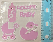 T & H Creations Handmade Layered Baby Girl 5 Piece Die-cut Embellishment Set