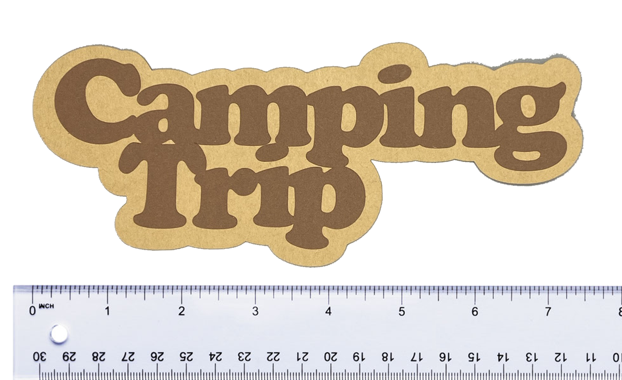 T & H Creations Handmade Camping Trip Large Double-Layered Title Die-cut Embellishment