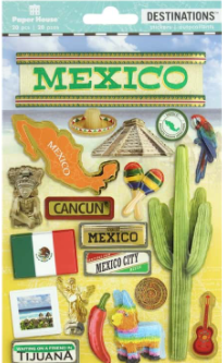 Paper House 3D Dimensional Mexico Stickers