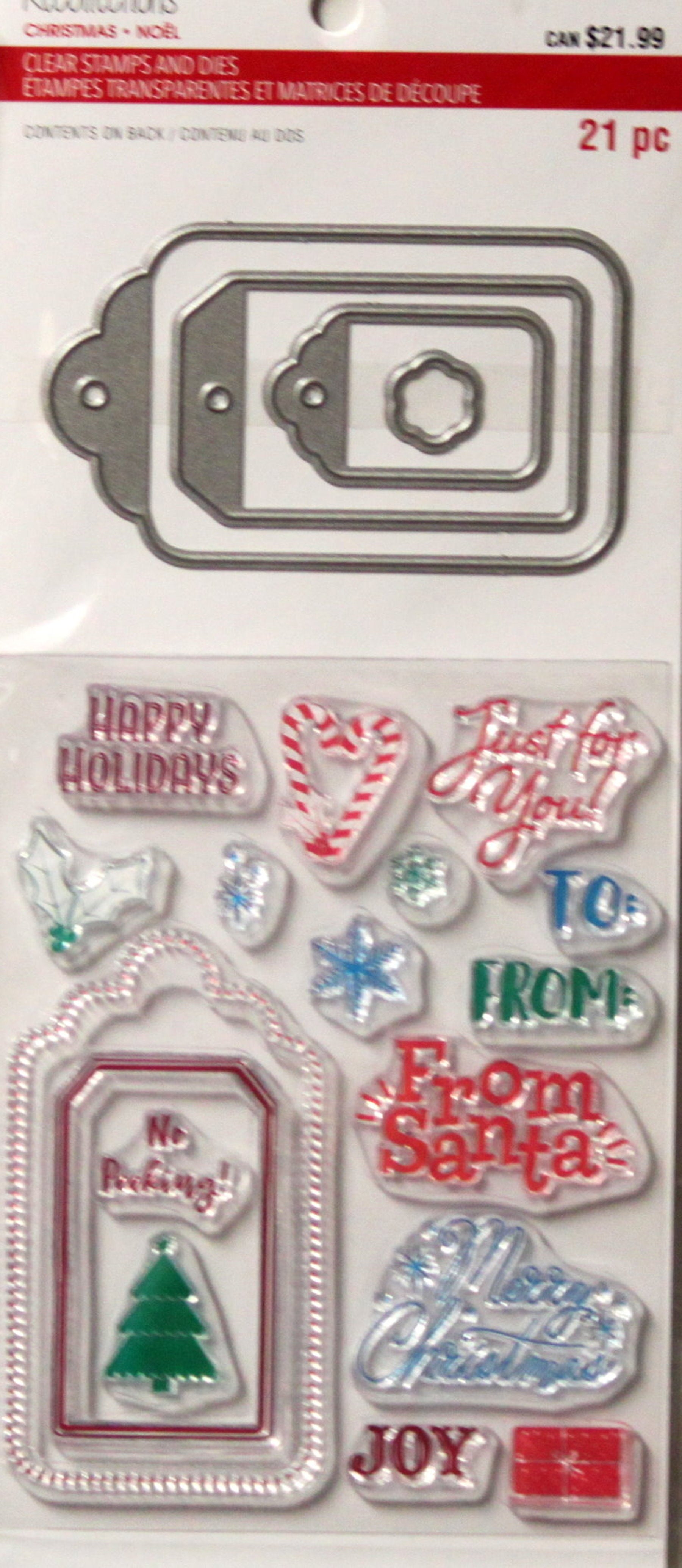 Recollections Christmas Noel Holiday Sentiments & Icons Clear Stamps & Dies Collection