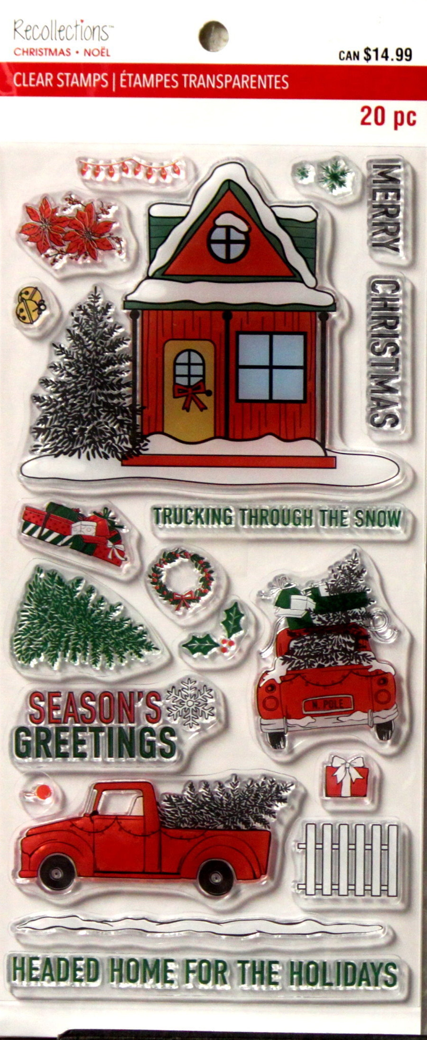 Recollections Christmas Noel Holiday Sentiments & Icons Clear Stamps Collection