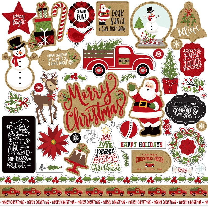 Echo Park Celebrate Christmas 12 x 12 Element Sticker Sheet