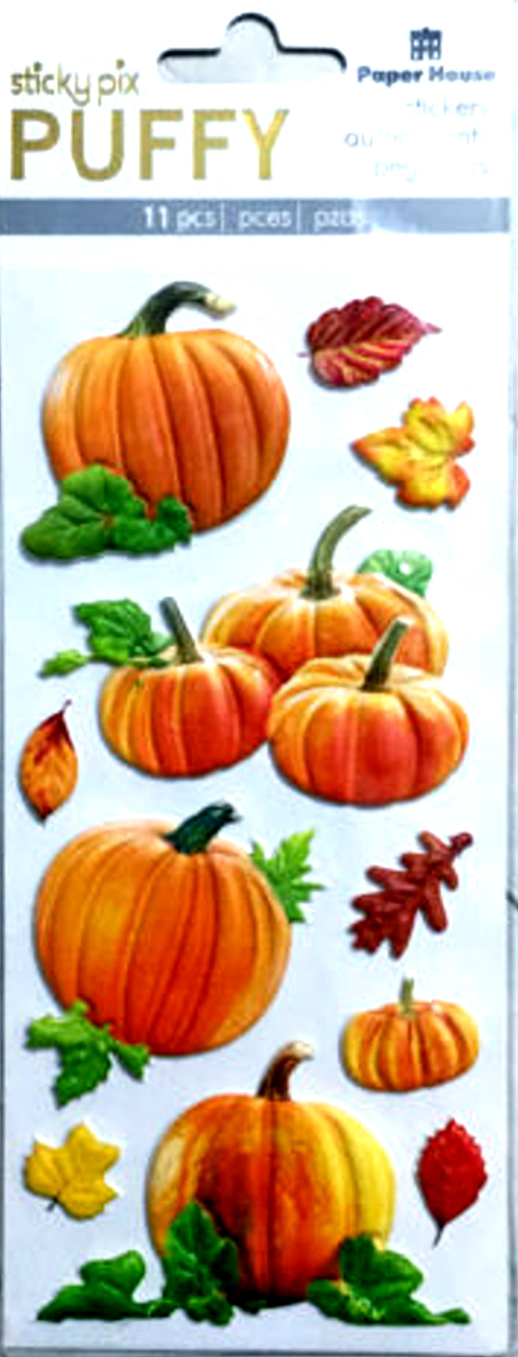 Paper House Sticky Pix Puffy Dimensional Fall Pumpkin Stickers